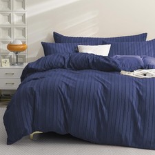 Duvet Cover Twin Size Navy Blue - 3PCS Boho Striped Duvet Cover Set Polyester...