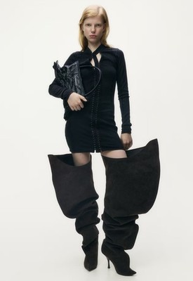 Glenn Martens H&M Minikleid Ripp Baumwolle Washed-Look Neu Limitiert Co-Lab S 36
