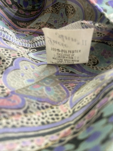 Vintage Nachthemd L Lucie Ann Satin Blumen ärmellos Negligee blau lila rosa - Bild 7 von 9