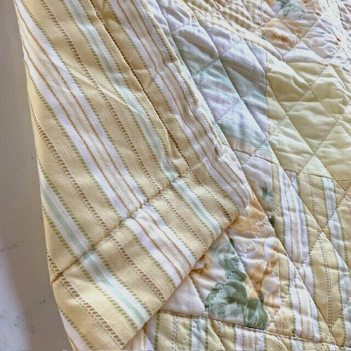Patchwork Pillow Sham Case Yellow Pair Lake Beach House Estate Cottage VTG Set - Picture 7 of 16