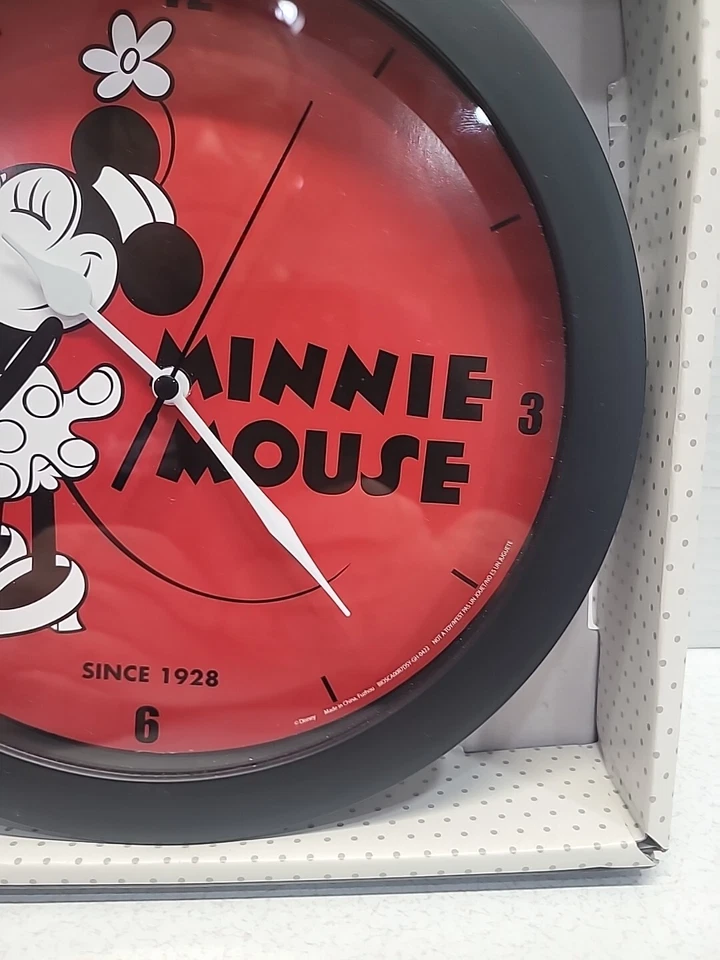 Disney Classic Minnie Mouse Plastic Wall Clock AA Battery Operated NIP Black Red - Image 4 of 4