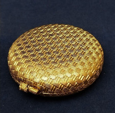 POUDRIER DE SAC REVLON Ancien en Métal Doré avec Miroir  - Collection - Vintage