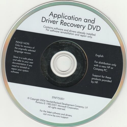 Promoten bladeren uitvegen HP Application & Driver Recovery DVD software 2004 ~ CD-ROM | eBay