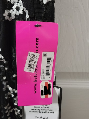Betsey Johnson bestickt Mesh Illusion Kleid Gr. 2 schwarz weiß Blumen gefüttert Neu mit Etikett - Bild 3 von 11