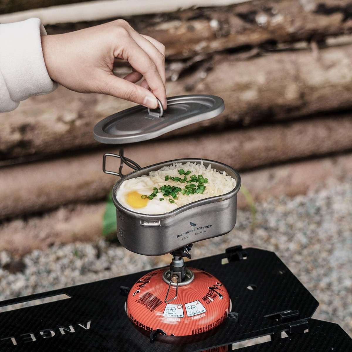 Boundless Voyage Titanium Canteen Mess Kit with Lid and Folding