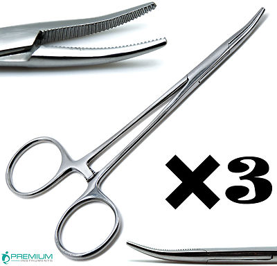 3× Surgical Hemostat Mosquito Curved Forcep 5'' Unique Locking Handle Instruments
