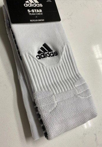 Brand New Adidas 5-Star Team Crew Socks Recycle Repreve White Black Navy Blue - Picture 7 of 13