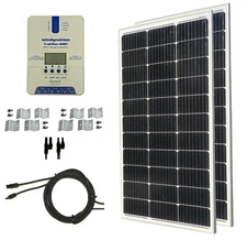 WindyNation 200W Monocrystalline Solar Panel Kits MPPT 40A Charge Controller