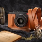 Brown Real Leather Half Camera Case Bag Cover Shoulder Strap For Leica Q