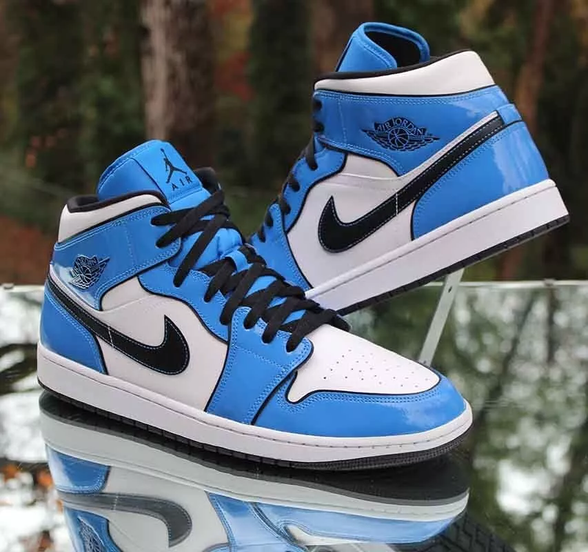 Nike Air Jordan 1 Mid SE Signal Blue Men's Size 14 White Black DD6834-402  194502285765