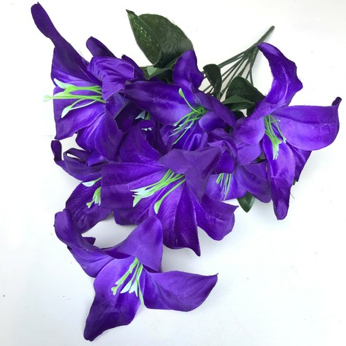 Best Artificial 45cm Stargazer Lillies 10 Head Flower Spray Bunch lily decor new - Picture 52 of 55