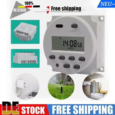 Zeitschaltuhr DC/AC 12V 16A LCD Digital-Display Programmierbar Timer OVP DHL~