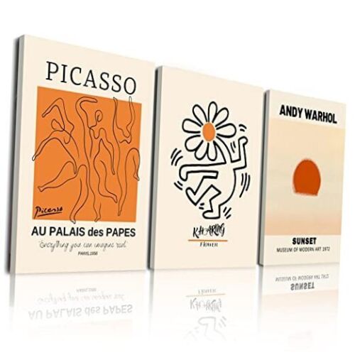 Prints Set of 3, Framed Canvas Wall Art 12x16Inchx3pcs-Framed Abstract Wall Art