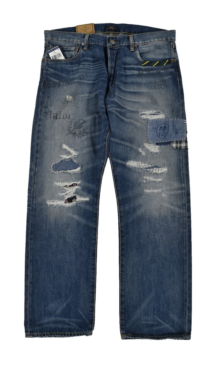 ラルフローレンDISTRESSED JEAN PATCHWORK REPAIR Polo Ralph Lauren Patchwork Repaired Distressed Ripped
