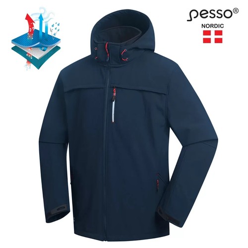 Pesso Black Softshell Jacket Nano Dry Membrane Windproof Waterproof Breathable