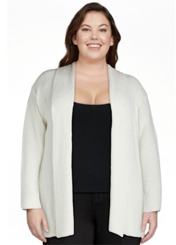 Terra & Sky Womens Plus Winter White Shawl Cardigan Sweater Size 1X NWT