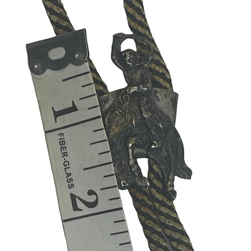 Bolo Tie Bucking Bronco Western Horse Cowboy Whip Silver Tone Necklace Vintage - Picture 6 of 12