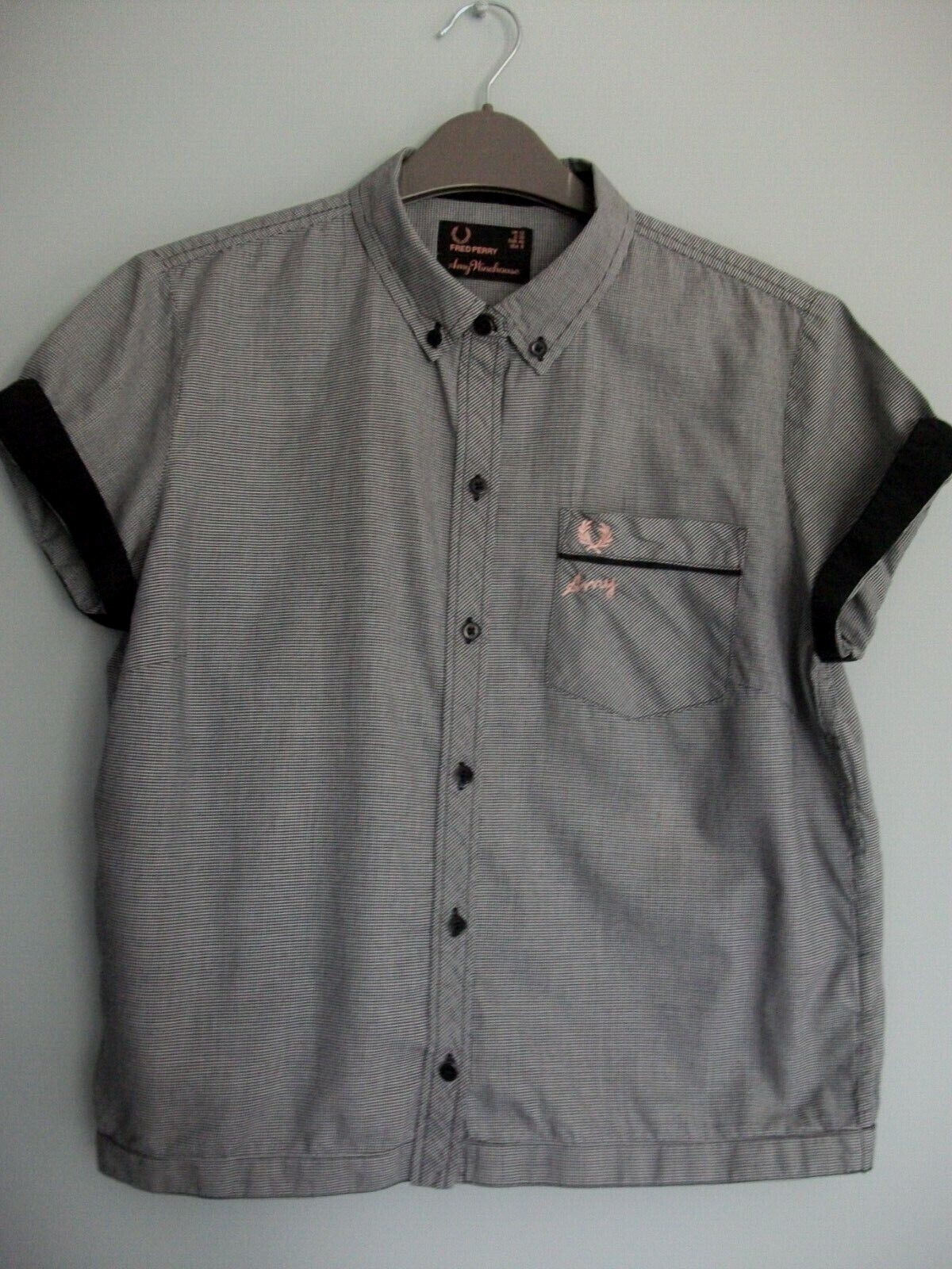 Fred Perry Amy Winehouse Black & White Ditsy Houndstooth Check Shirt - Size 12 image 2