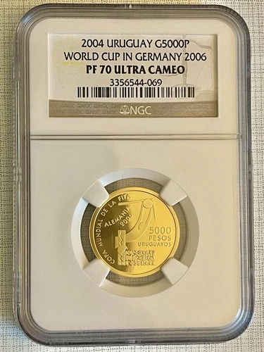 Uruguay 2004 World Cup in Germany 2006 5000 Pesos Gold NGC PF70 UC Sku# 1835