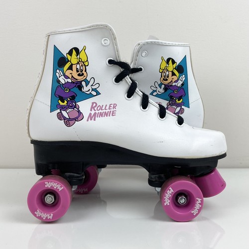 Vintage Disney Girls Minnie Mouse Roller Blades Skates White & Pink Size 3.0