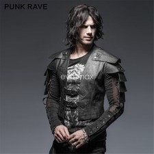 Punk Rave Outfit Goth Men Jacket Faux Leather Steampunk Motorcycle Rock Coat