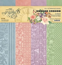Graphic45 FLOWER MARKET PATTERNS/SOLIDS 12x12 PAPER PACK scrapbooking 16 SHEETS
