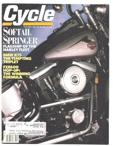 Cycle Magazine October 1989- BMW K75, Harley-Davidson Softail Springer - Imagen 1 de 2
