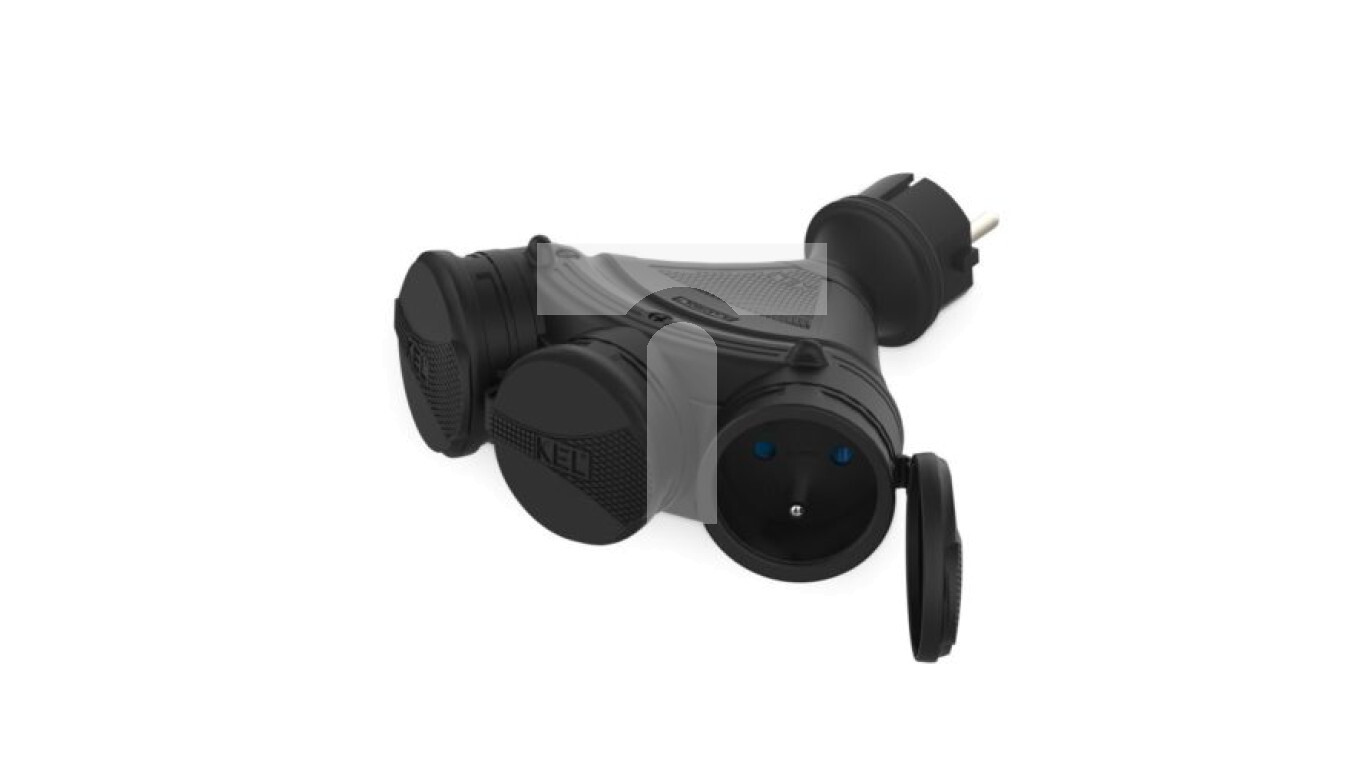 Plug splitter 3-sockets w/u 16A 250V IP54 black GN-X3/54 W-01154 /T2UK