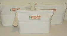 3 Ulta White Cosmetic Bags Toiletry Travel Case Makeup Set Lot Conscious Beauty