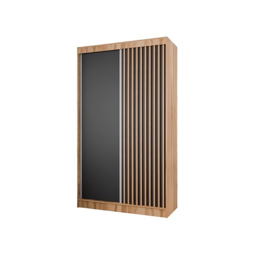 Kleiderschrank Lili mit Lamellen 120 cm inklusive 2 Schiebetüren Spiegel - Bild 6 von 74