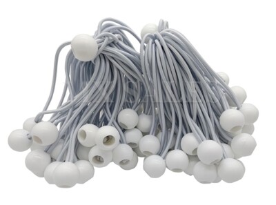 (100) 6'' White Ball BUNGEE Cord Tarp Bungee Tie Down Strap Bungi Canopy Straps