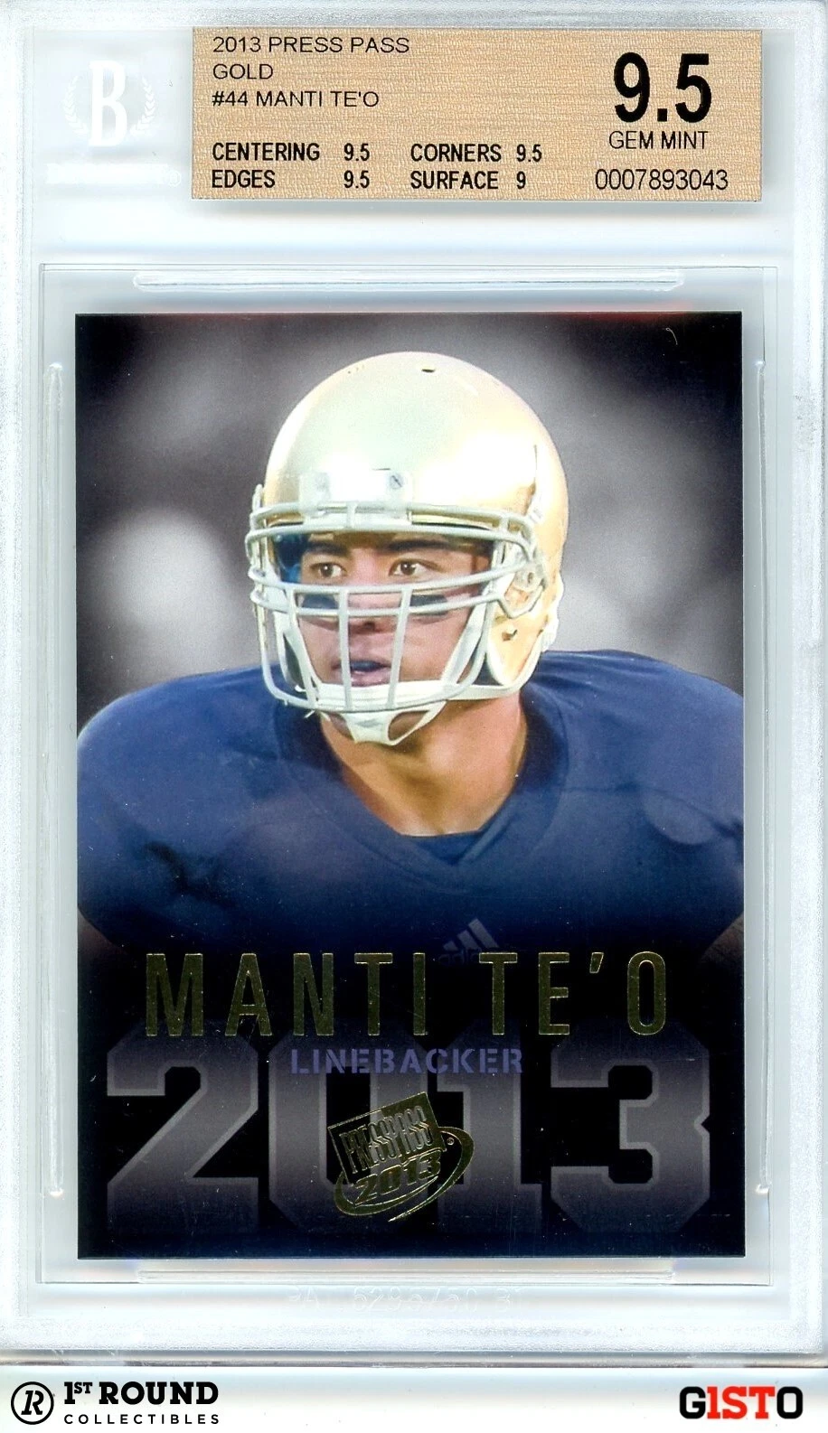 Manti Te'o Press Pass #44 Gold