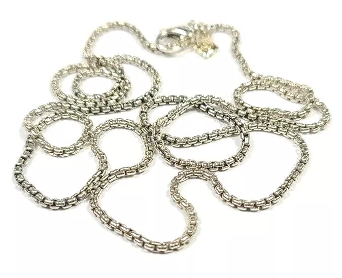 David Yurman Sterling Silver 14k Gold Rounded Box Link Chain Necklace 22 Inches