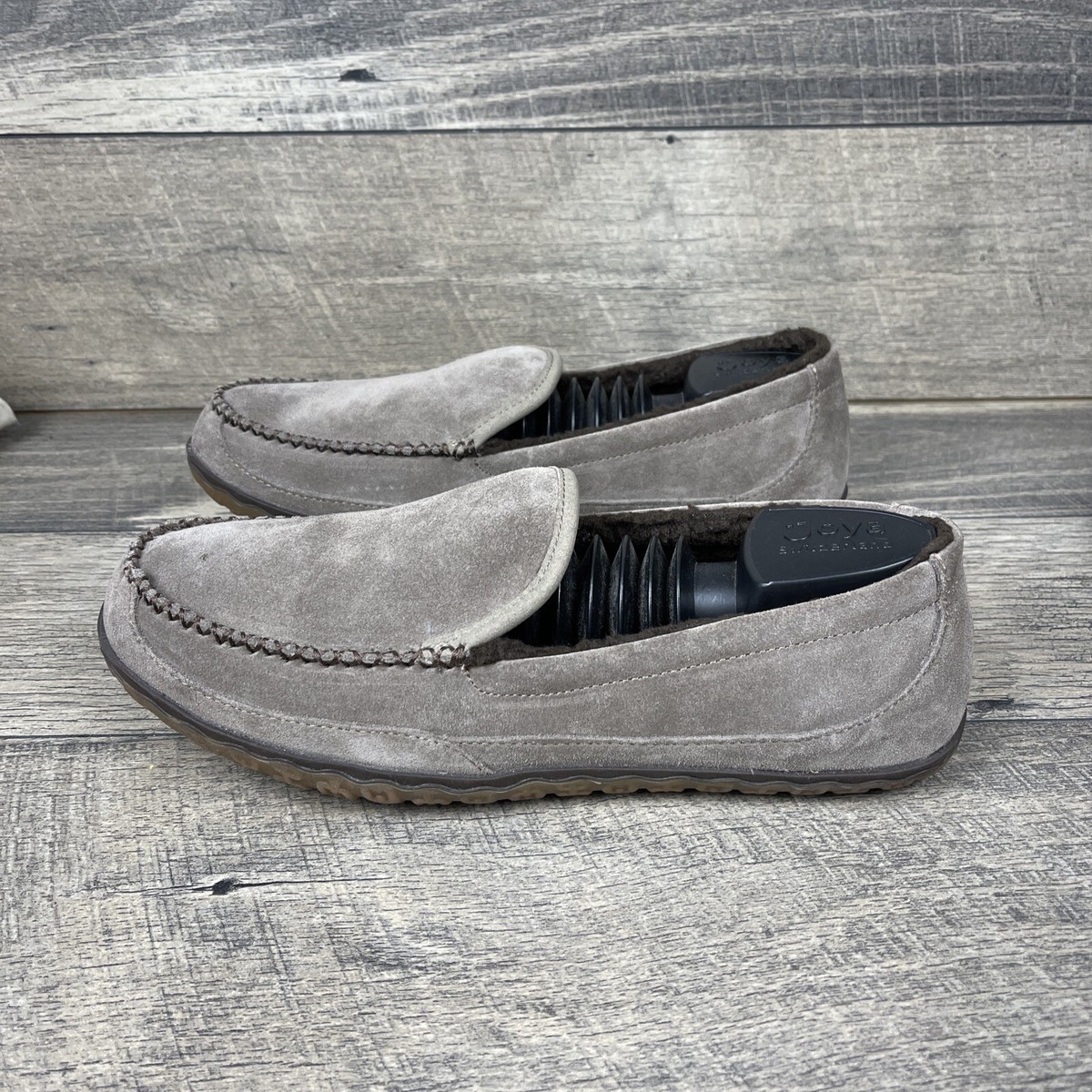 LL Bean Mountain Slippers Moccasin Suede Berber Fleece 