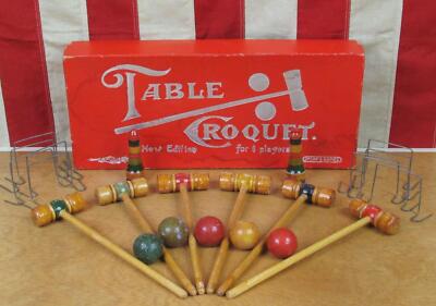Jeu De Croquet De Table Vintage - En Bois, Bon état, Années Passées