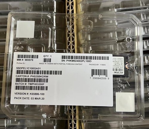 INTEL OPTANE P4801X 100GB SSD M.2 22110 PCIE 3.0 X4 10.9PBW 60DWPD SSDPEL1C100D - Picture 3 of 5