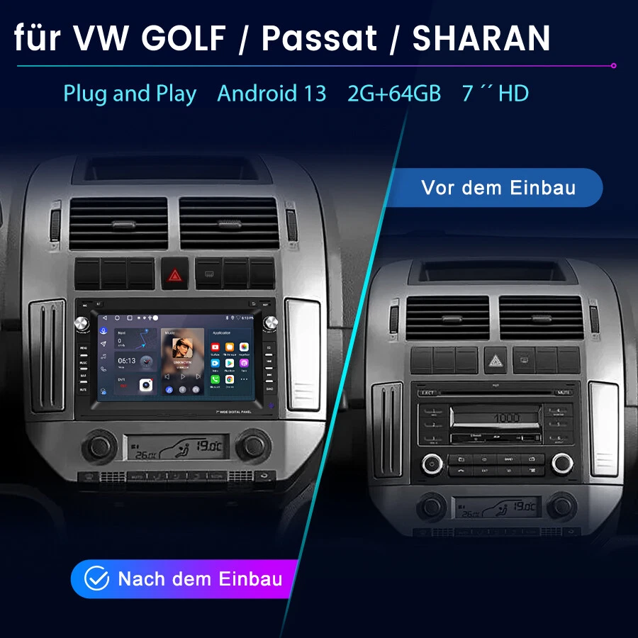 Android 14 Autoradio Carplay Für VW Polo 9N Golf Jetta MK4 Passat T5 DAB+ 2+64G - Bild 2 von 4