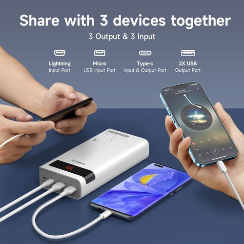 30000mAh Power Bank Portable Charger 30W PD Battery Pack For iPhone iPad Samsung - Picture 4 of 19