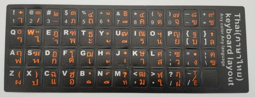 Thai Non-Transparent Keyboard Stickers with Orange Letters Top Quality Au Stock - Photo 2/2