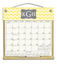 MONOGRAM WOODEN REFILLABLE CALENDAR HOLDER - REFILLS AVAILABLE EVERY YEAR!