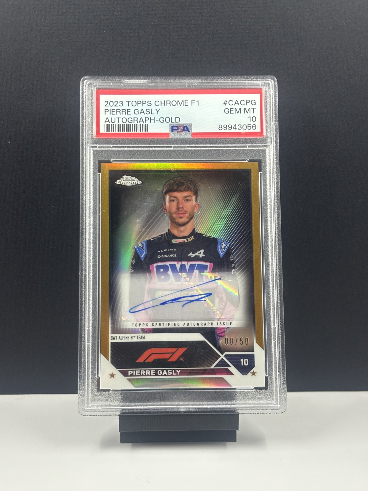 2023 Topps Chrome Formula 1 - Autographs Pierre Gasly #CAC-PG Gold Refractor /50