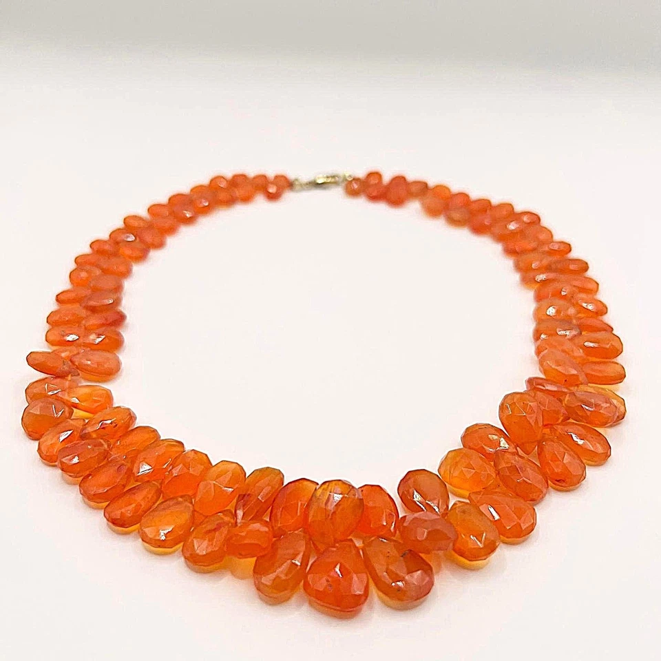 Luxuriöse Karneol Kette – Facettierte Edelsteinkette mit 375er Goldverschluss - Bild 2 von 4