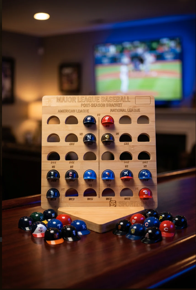 MLB Mini Helmet Display Board — All 30 Teams | Bamboo | Rawlings