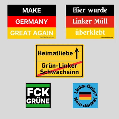 Rechte Sticker AFD Aufkleber gegen Grüne Heimatliebe 5er Paket (25 - 500 Stück)