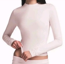 T-shirt manica lunga in jersey di cotone Skims rosa appena taglia XXS