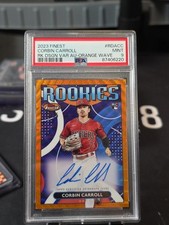 2023 Topps Finest Corbin Carroll Rookie RetroAutograph Orange Wave 12/25 PSA 9