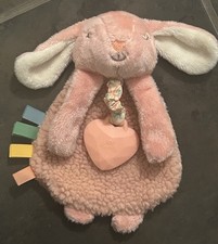 ITZY RITZY Pink Bunny Lovey 9 Plush Toy And Teether Security Blanket Crinkle