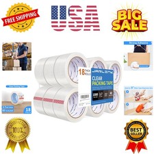 Clear Packing Tape 18 Rolls, Heavy Duty Packaging Tape for Shipping Packaging...