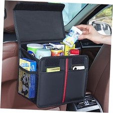 Hanging Car Seat Organizer with Lid - Premium PU Leather Backseat With Lid