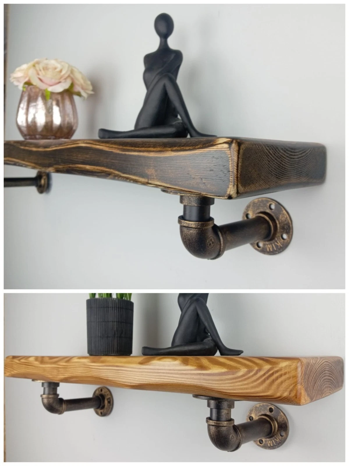 Aged Rustic Chunky Wooden Shelf 7" 9" Deep Solid Wood + Industrial Pipe Brackets
Opens in a new wind